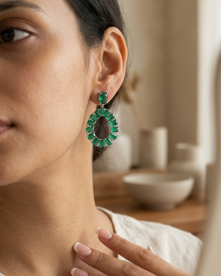 Diamond Open Pear Drop Earrings — view 1