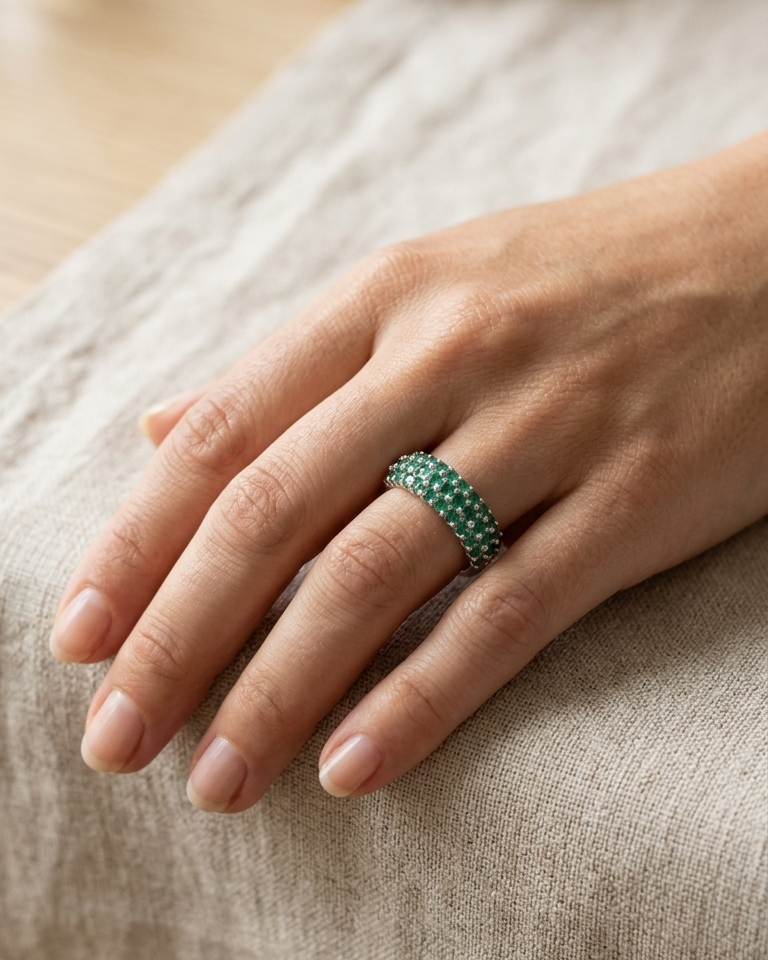 Emerald Stardust Pavé Band — view 2