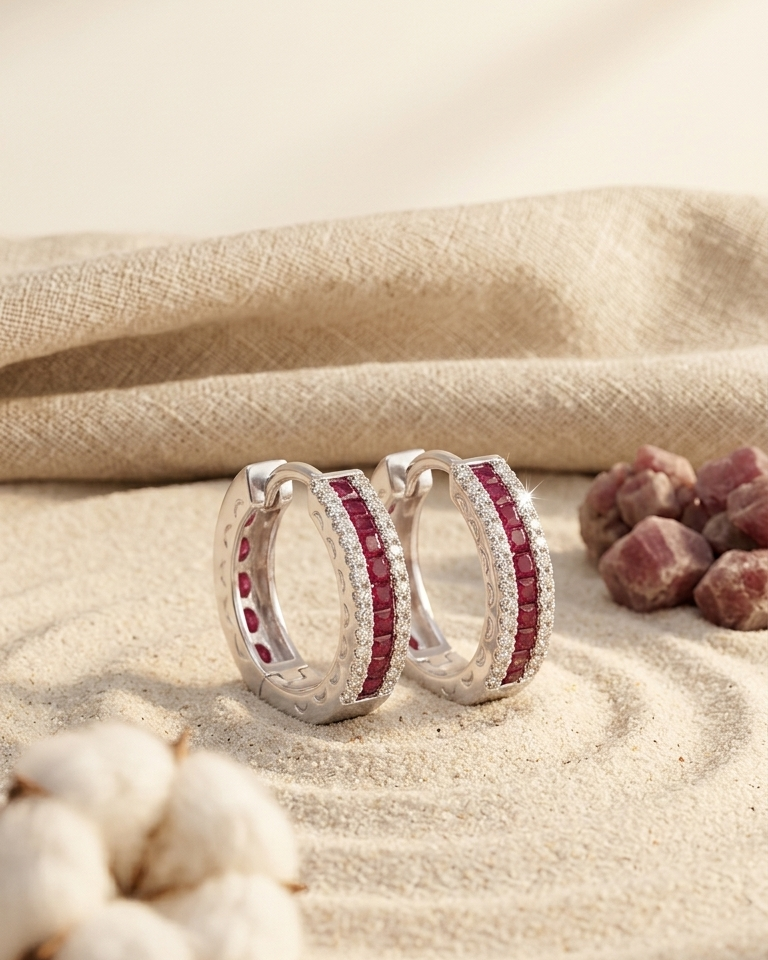 Ruby Stacked Hoops — view 4