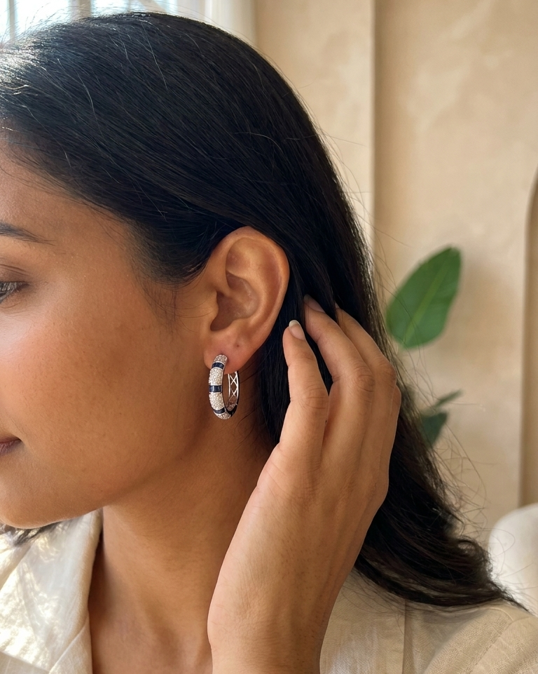 Sapphire Curve Hoops — view 2