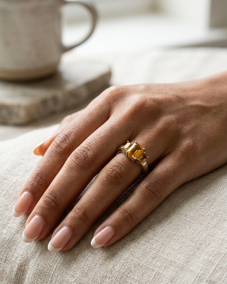 Golden Trinity Citrine Ring — view 3