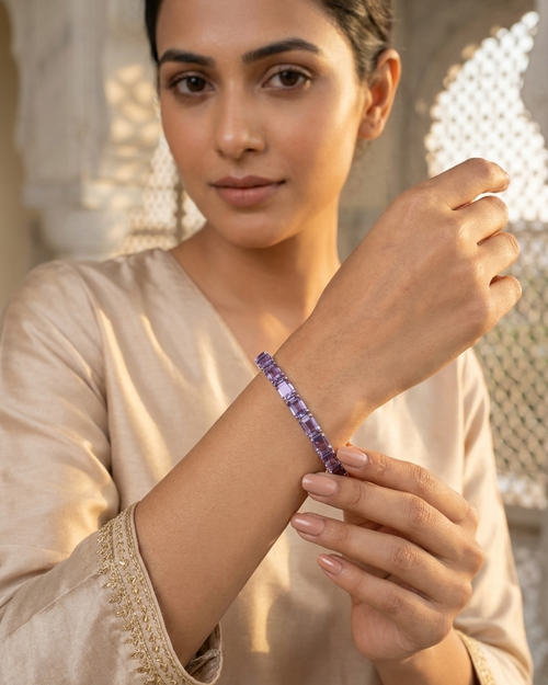 Amethyst Baguette Line Bracelet