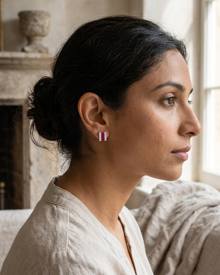 Dark Ruby Rail Earrings