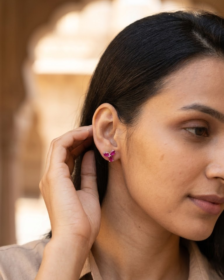 Ruby Blossom Studs — view 3