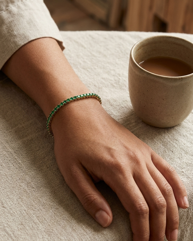 Emerald Classic Tennis Bracelet — view 3