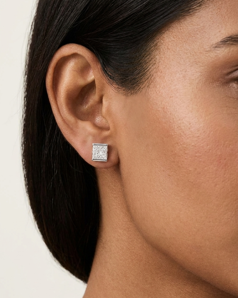Diamond Square Studs — view 2