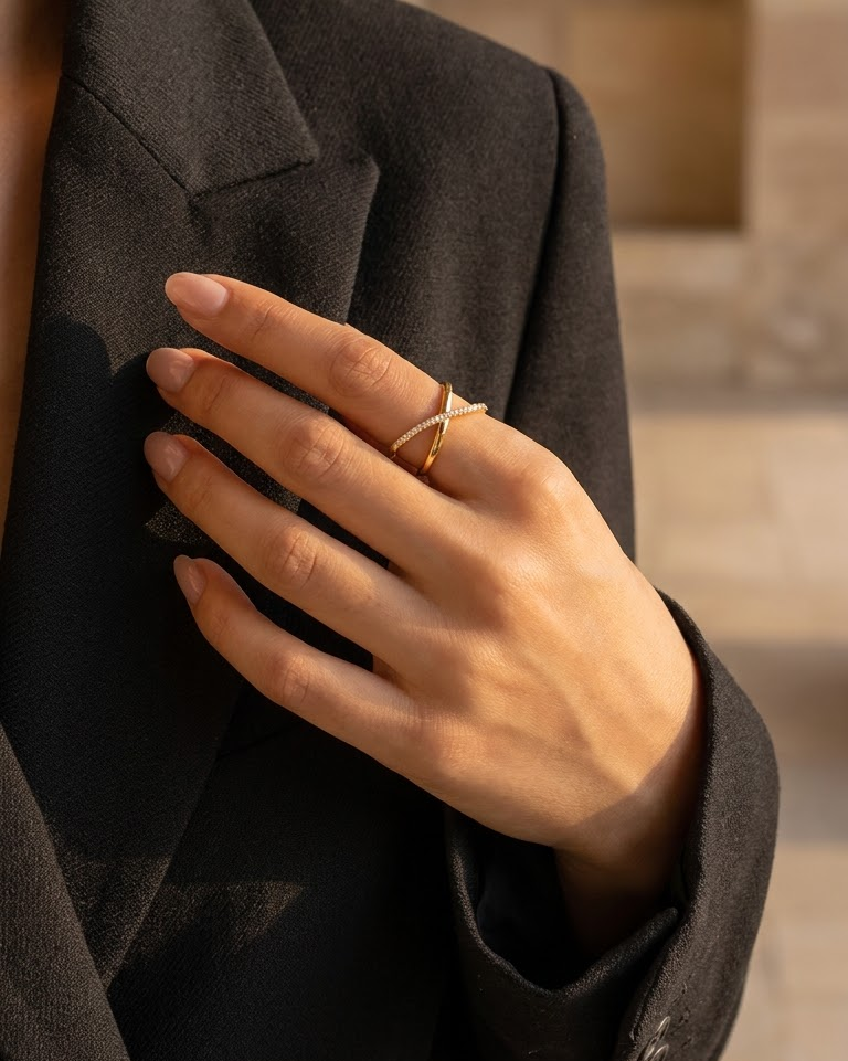 Golden Cross Diamond Ring