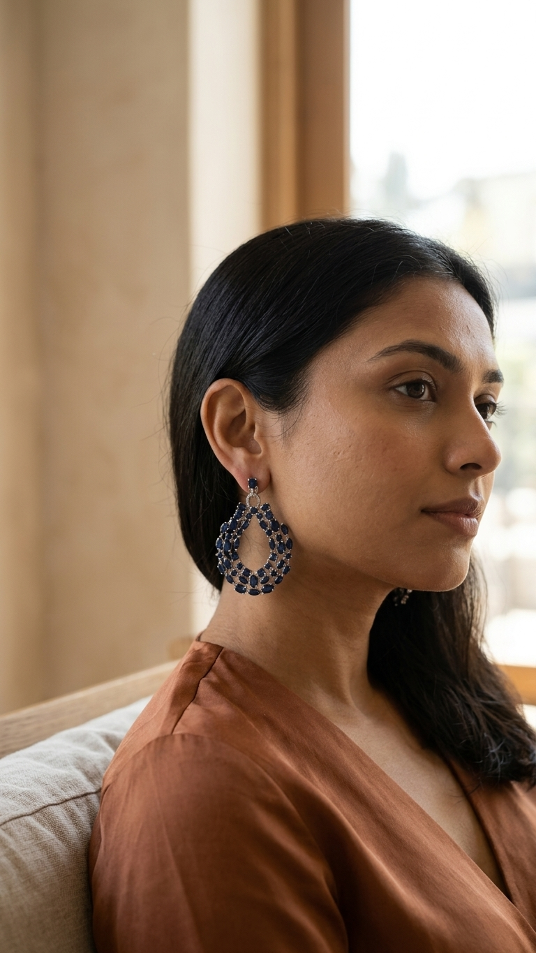 Sapphire Cascade Drop Earrings — view 3