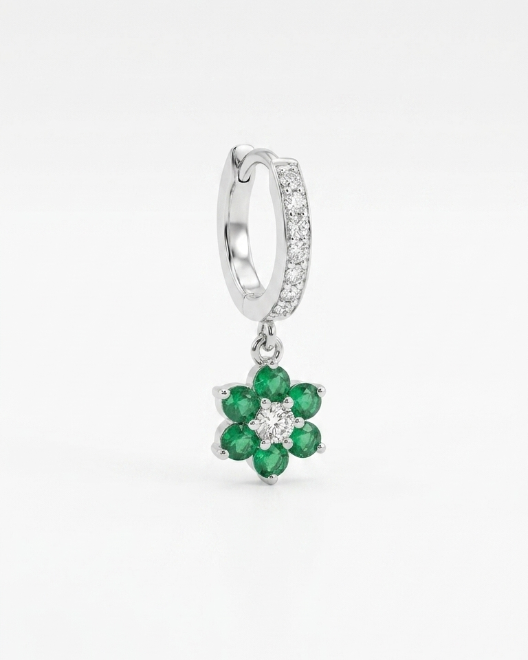 Emerald Bloom Drop Hoops — view 5
