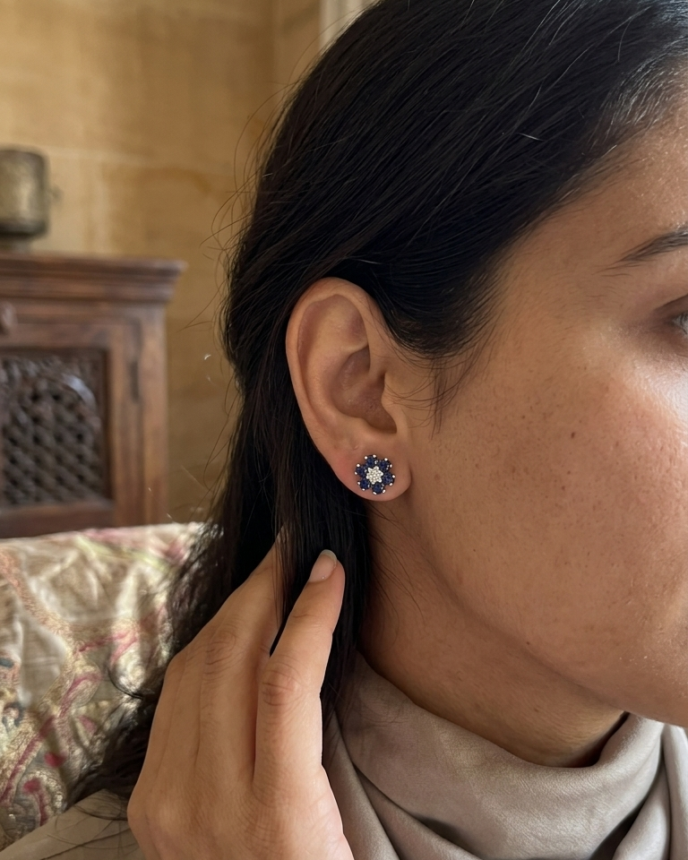 Sapphire Blossom Studs — view 2