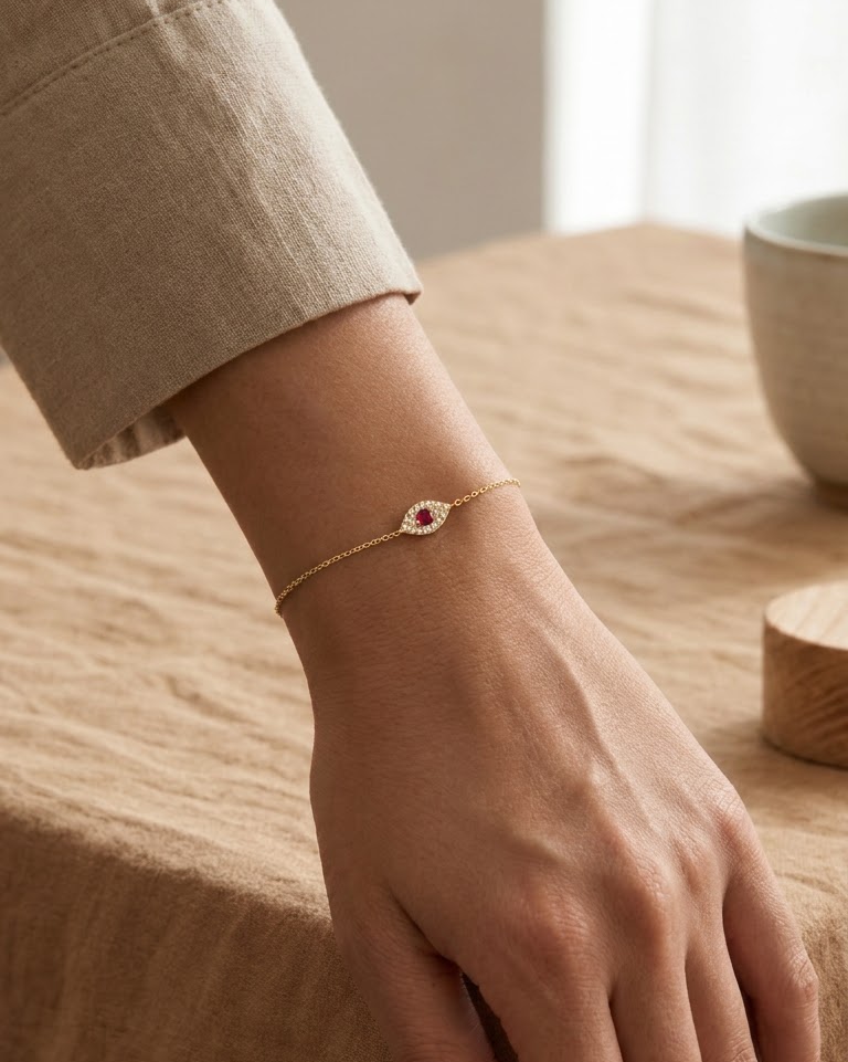 Evil Ruby Eye Bracelet (in CZ)