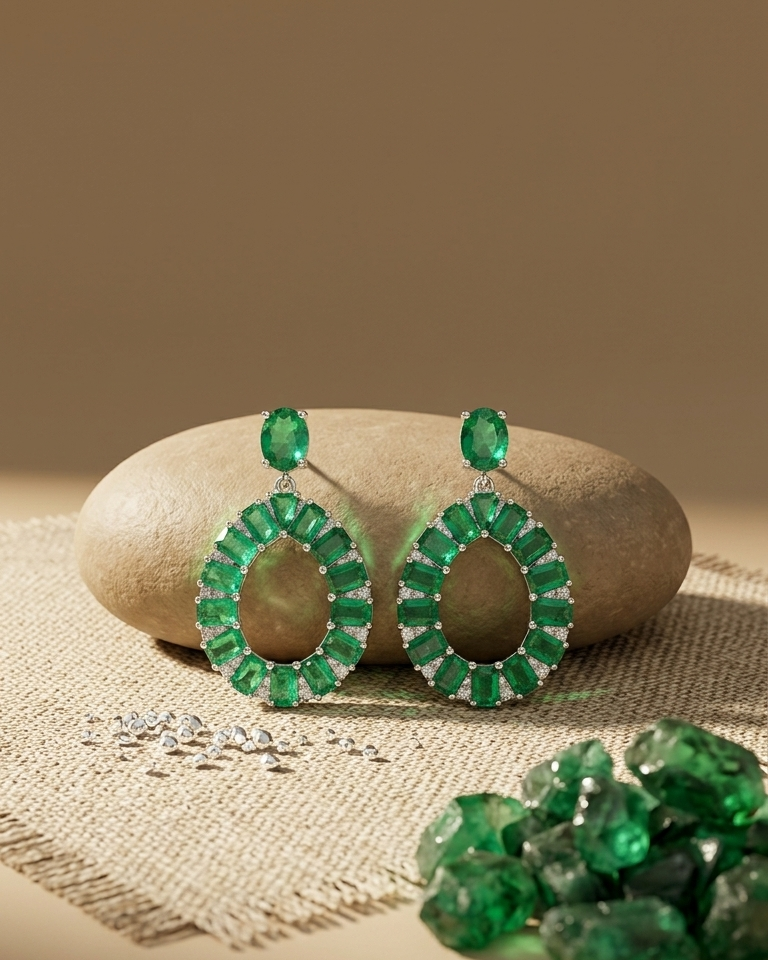 Diamond Open Pear Drop Earrings — view 4