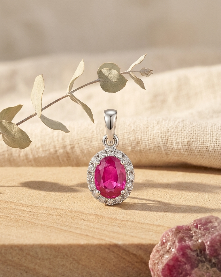 Ruby Halo Pendant — view 1