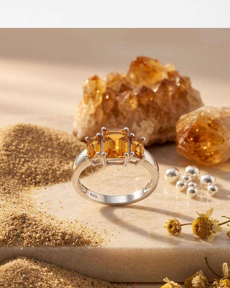 Golden Trinity Citrine Ring — view 5