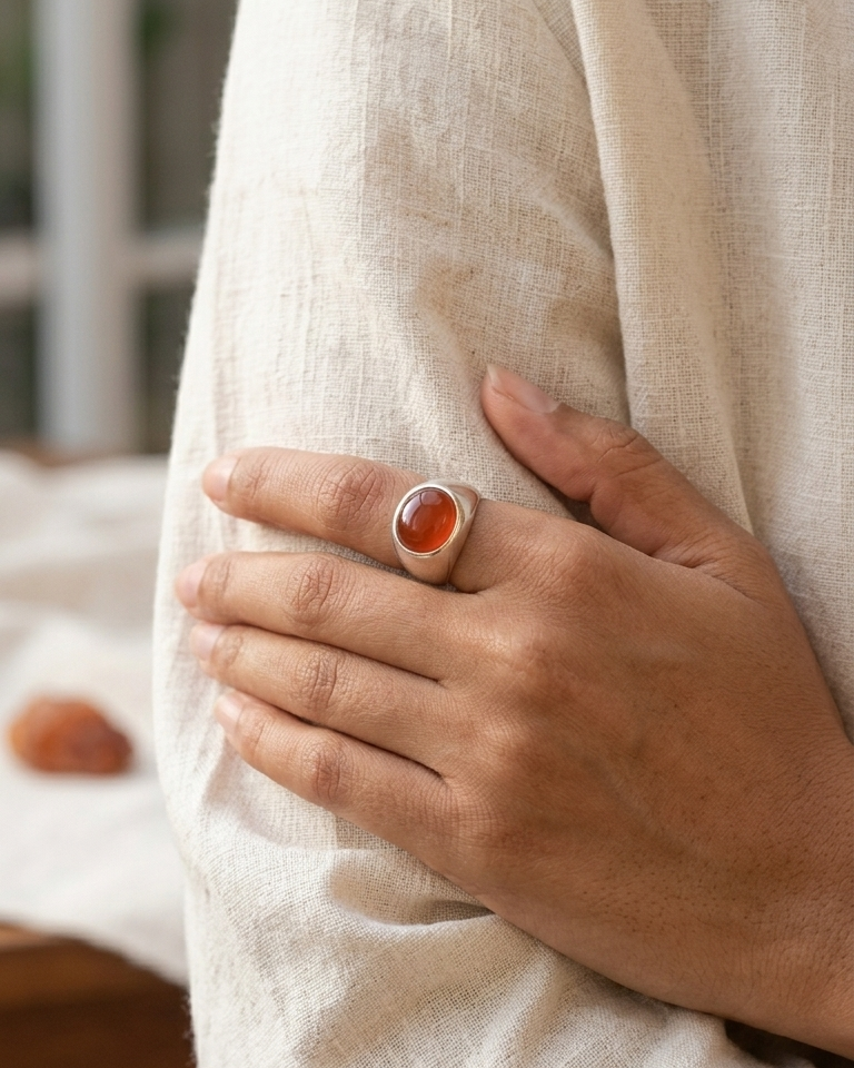Sunset Flame Carnelian Ring