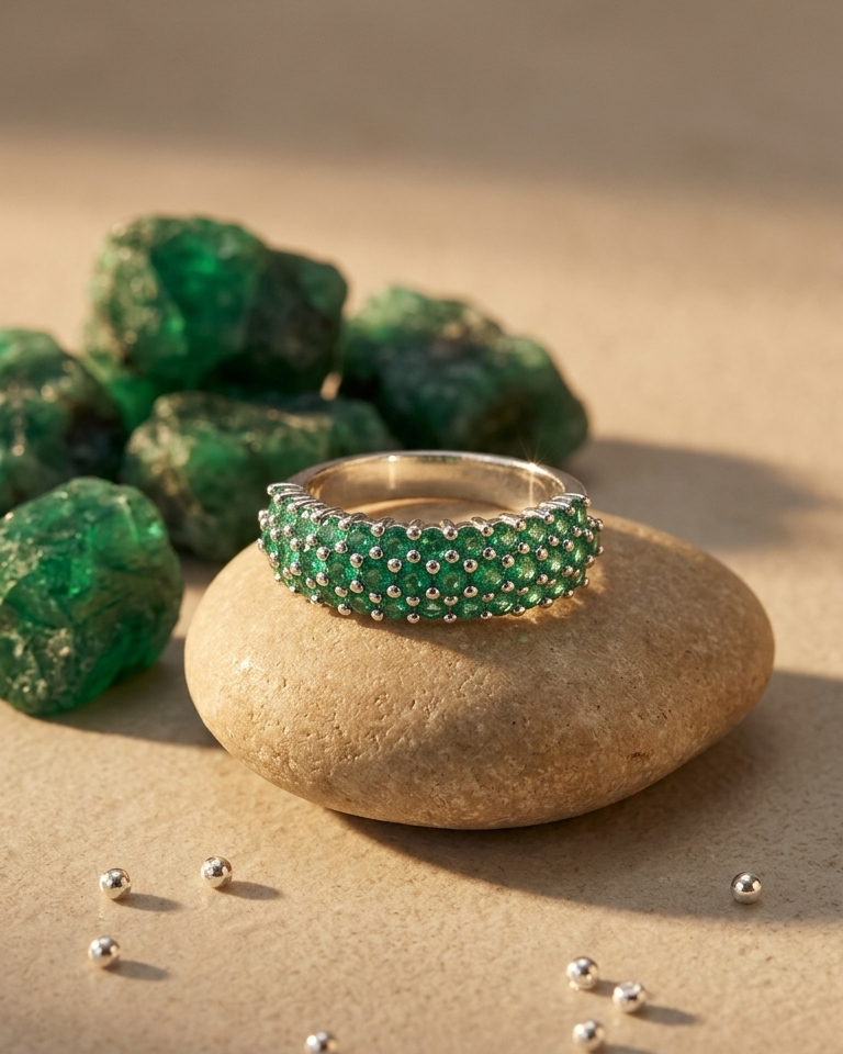 Emerald Stardust Pavé Band — view 1