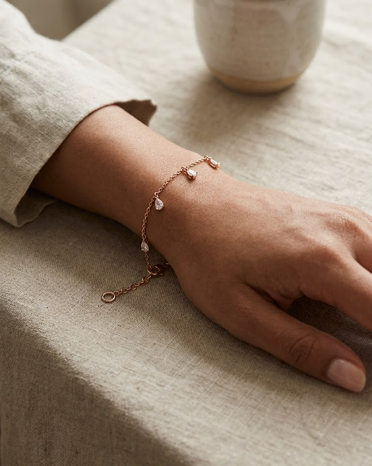Dainty Teardrop Diamond Bracelet — view 4