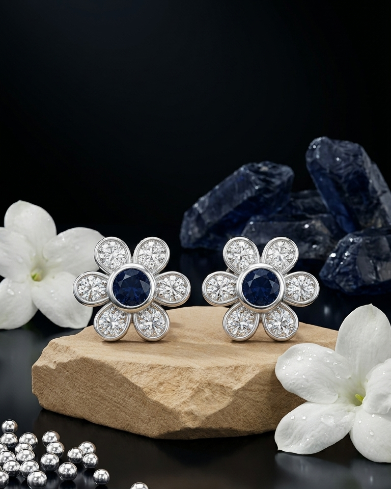 Blue Daisy Studs