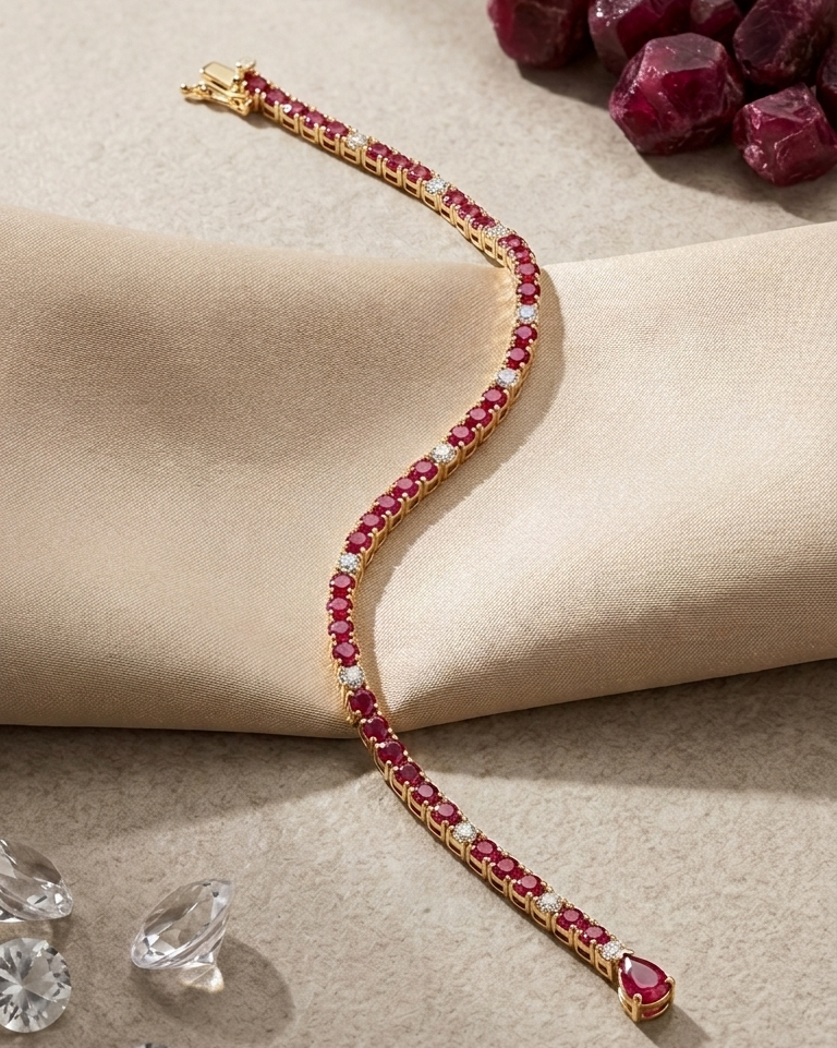Ruby & Diamond Tennis Bracelet — view 1