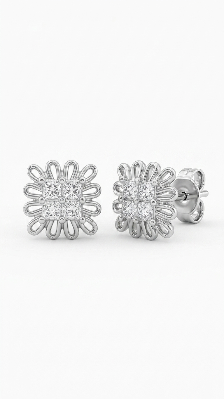 Diamond Bloom Studs — view 3