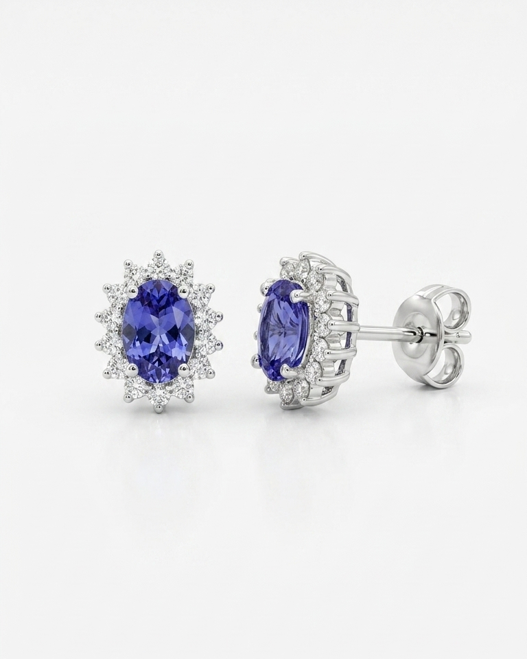 Tanzanite Cluster Studs