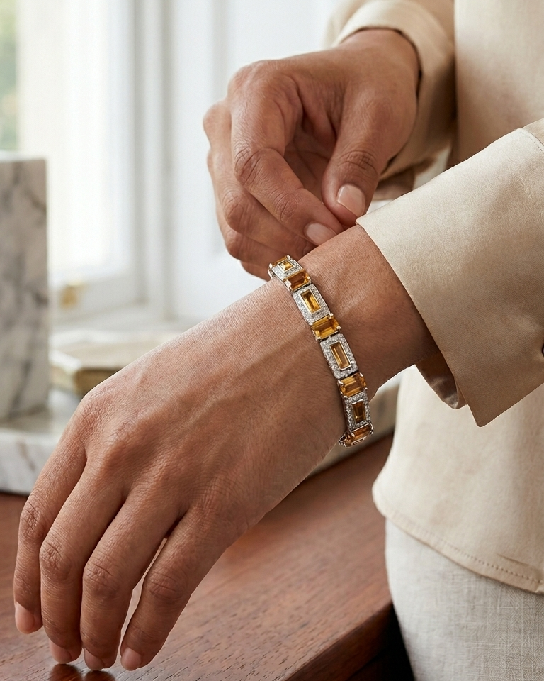 Citrine Frame Statement Bracelet