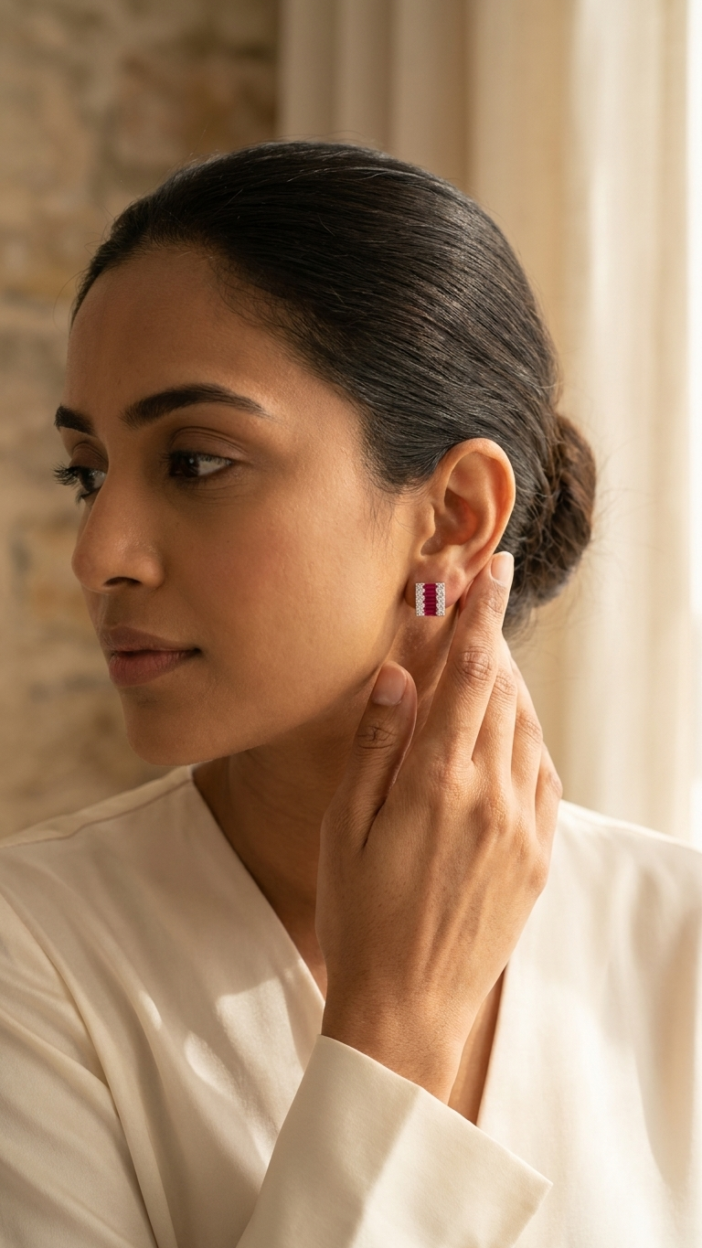 Dark Ruby Rail Earrings