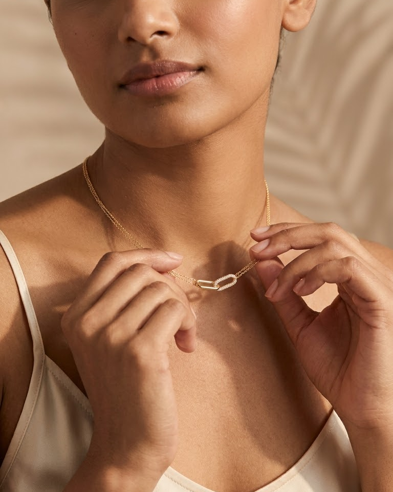 Golden Link Diamond Necklace — view 3
