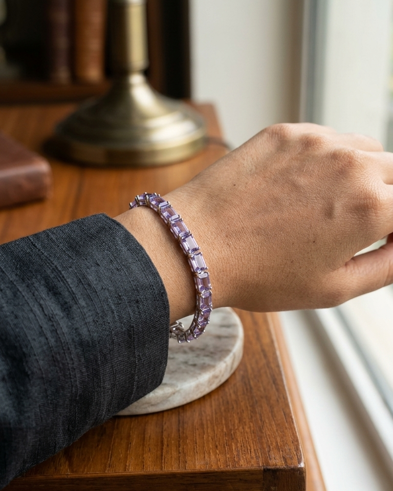 Amethyst Baguette Line Bracelet