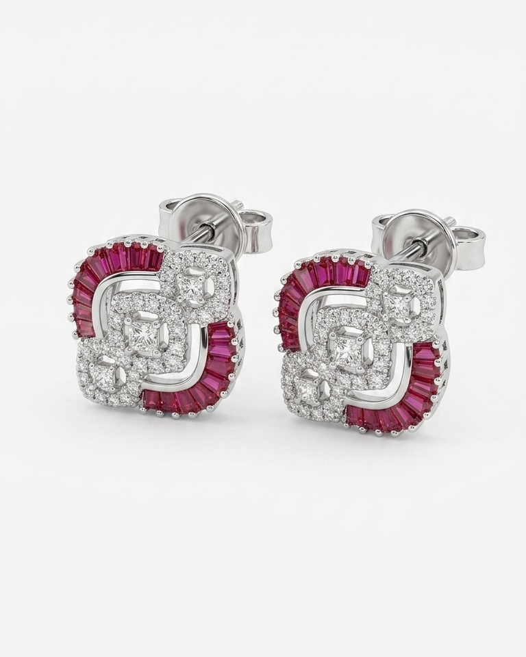 Ruby Square Studs — view 4