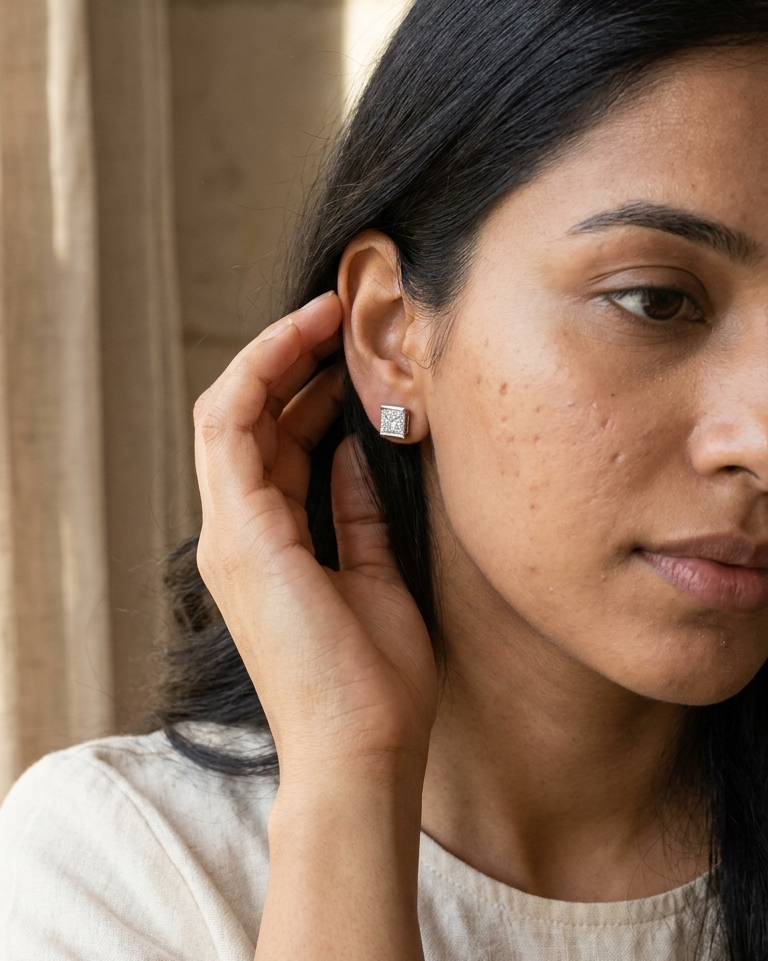 Diamond Square Studs — view 3