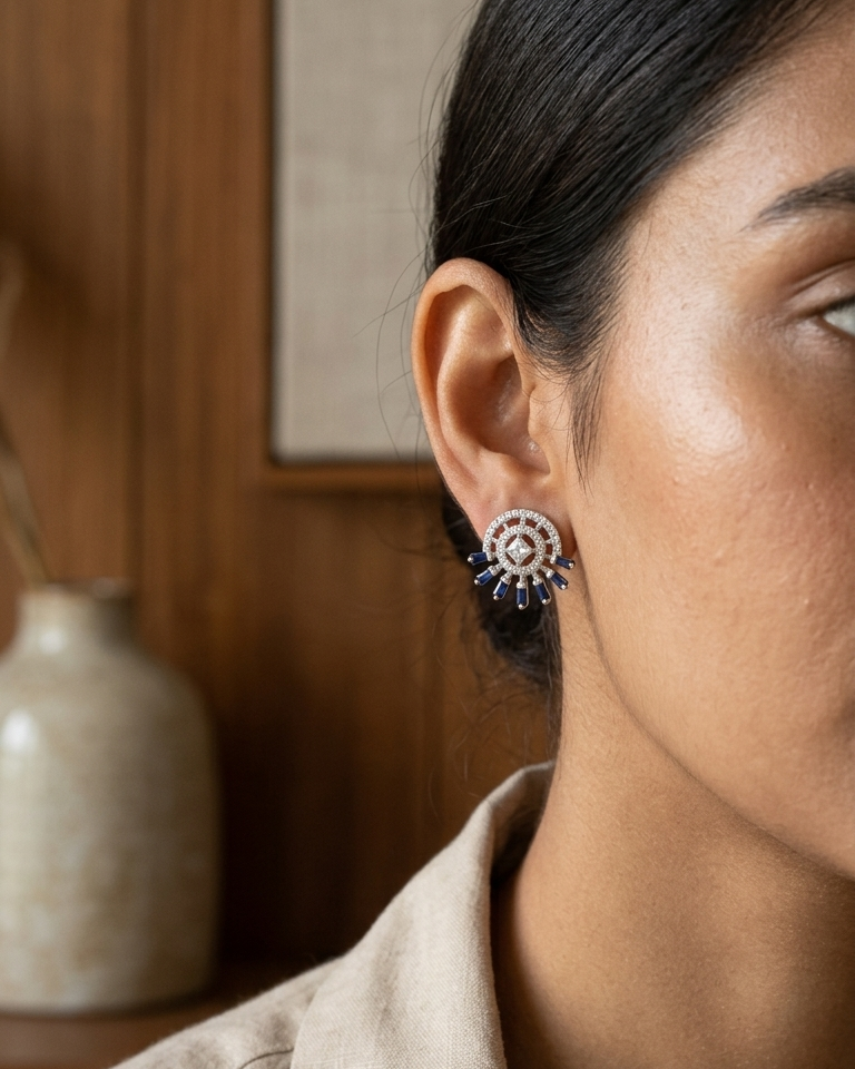 Sunburst Blue Flames Stud — view 3
