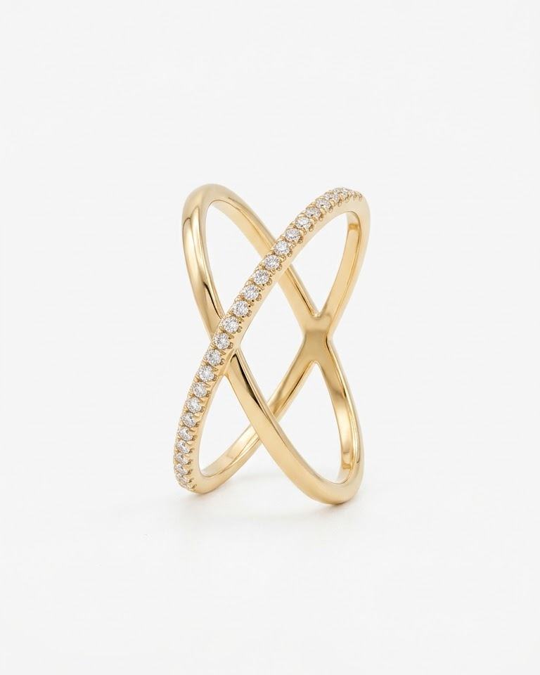 Golden Cross Diamond Ring — view 4