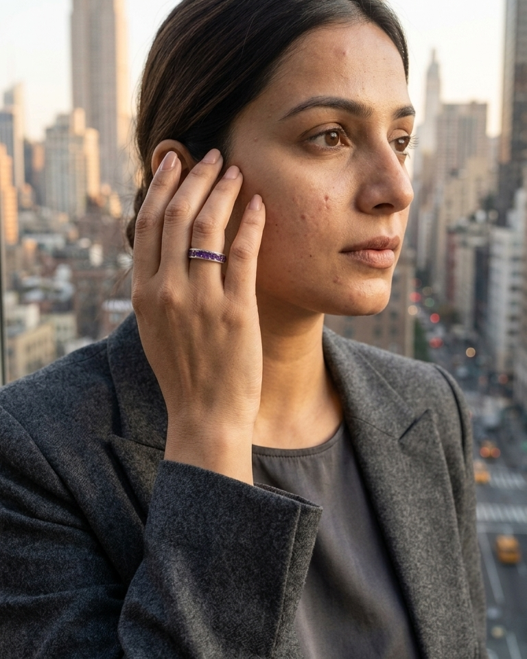 Slim Amethyst Channel Band — view 6