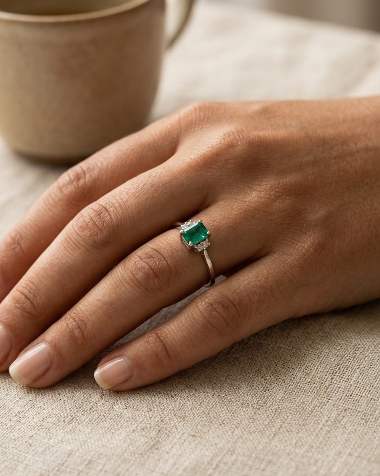 Emerald Solitaire Ring