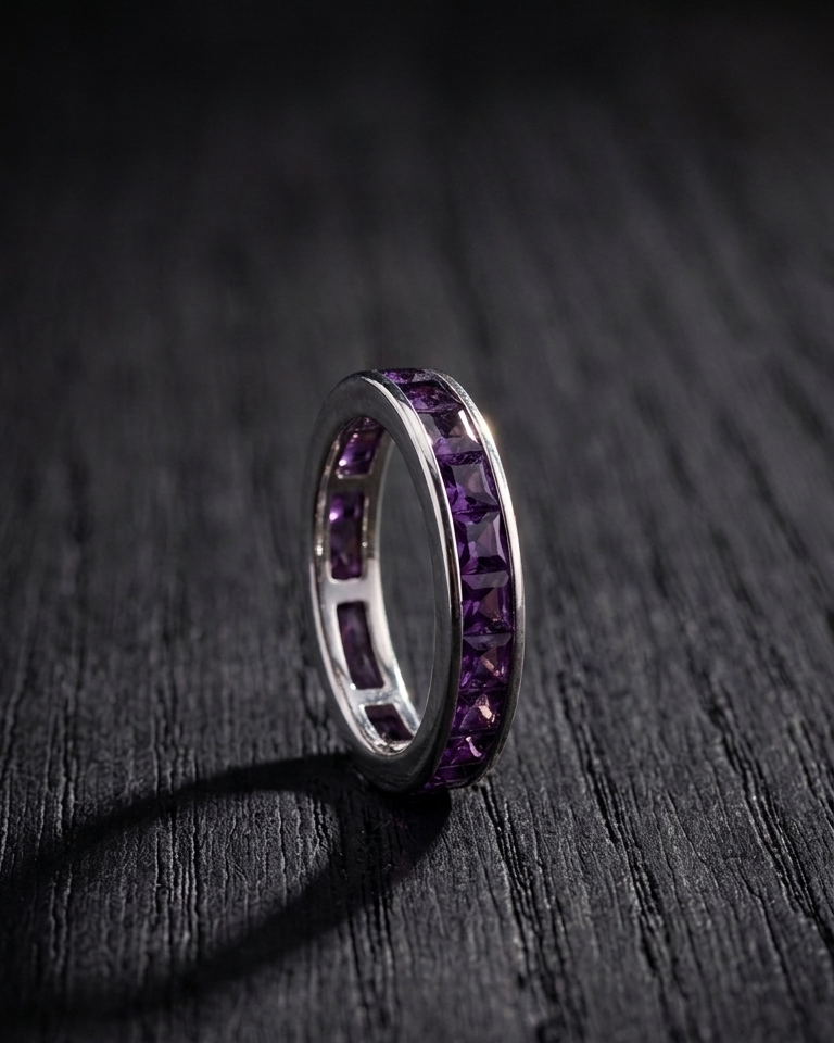 Slim Amethyst Channel Band