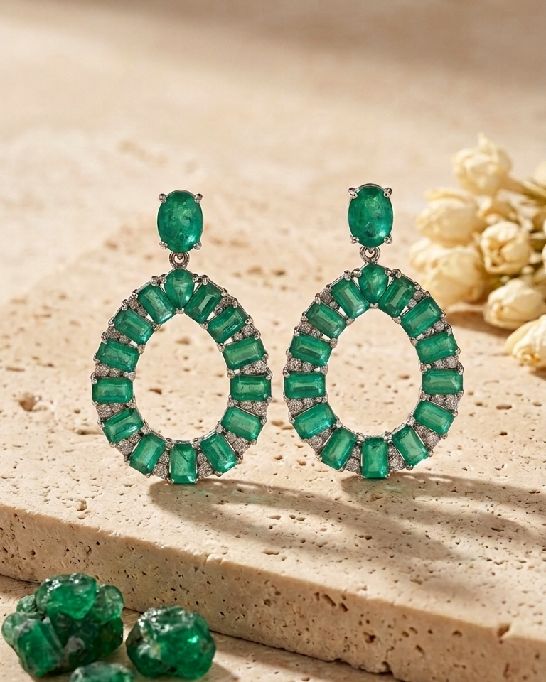 Diamond Open Pear Drop Earrings — view 2