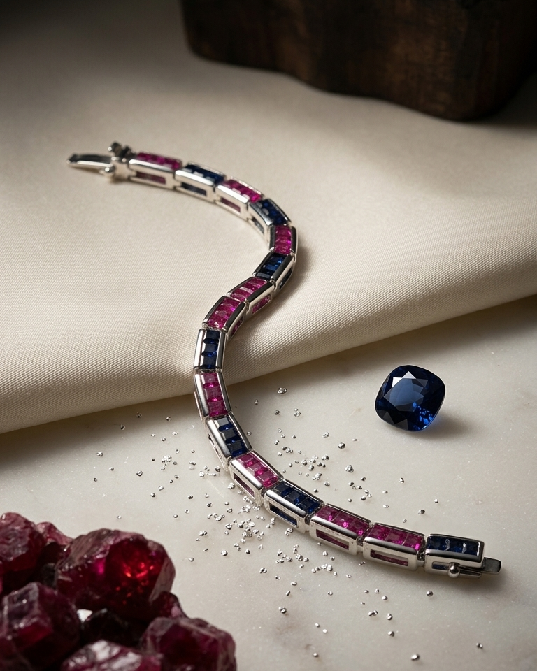 Ruby Sapphire Symphony Bracelet — view 2