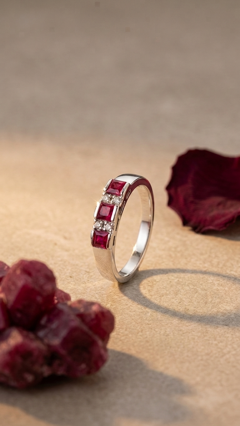 Ruby Trilogy Diamond Band