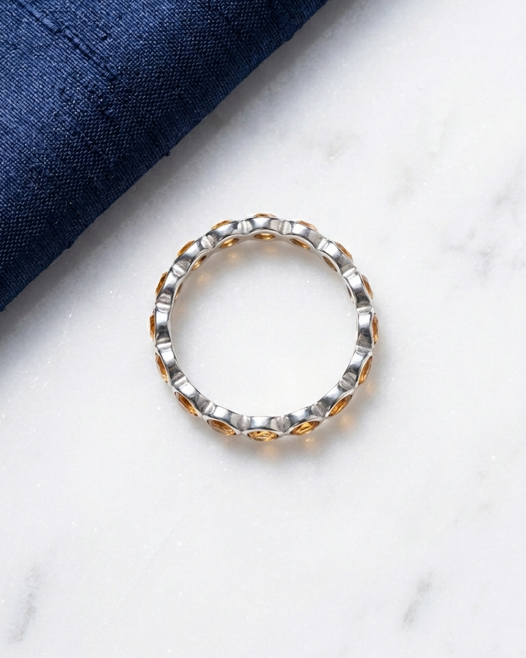 Golden Citrine Cluster Ring