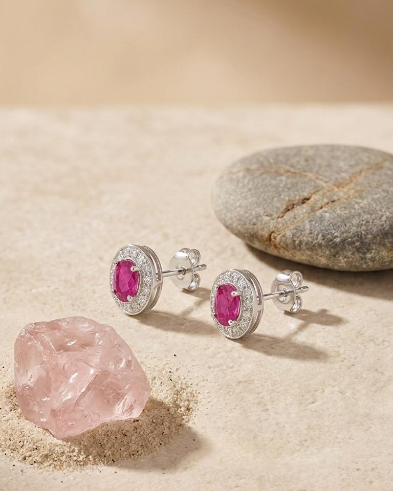 Vintage Ruby Cluster Studs
