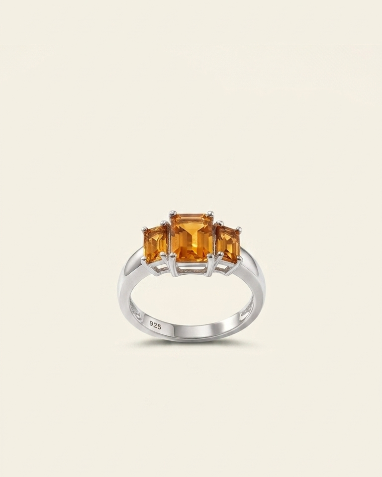 Golden Trinity Citrine Ring — view 1