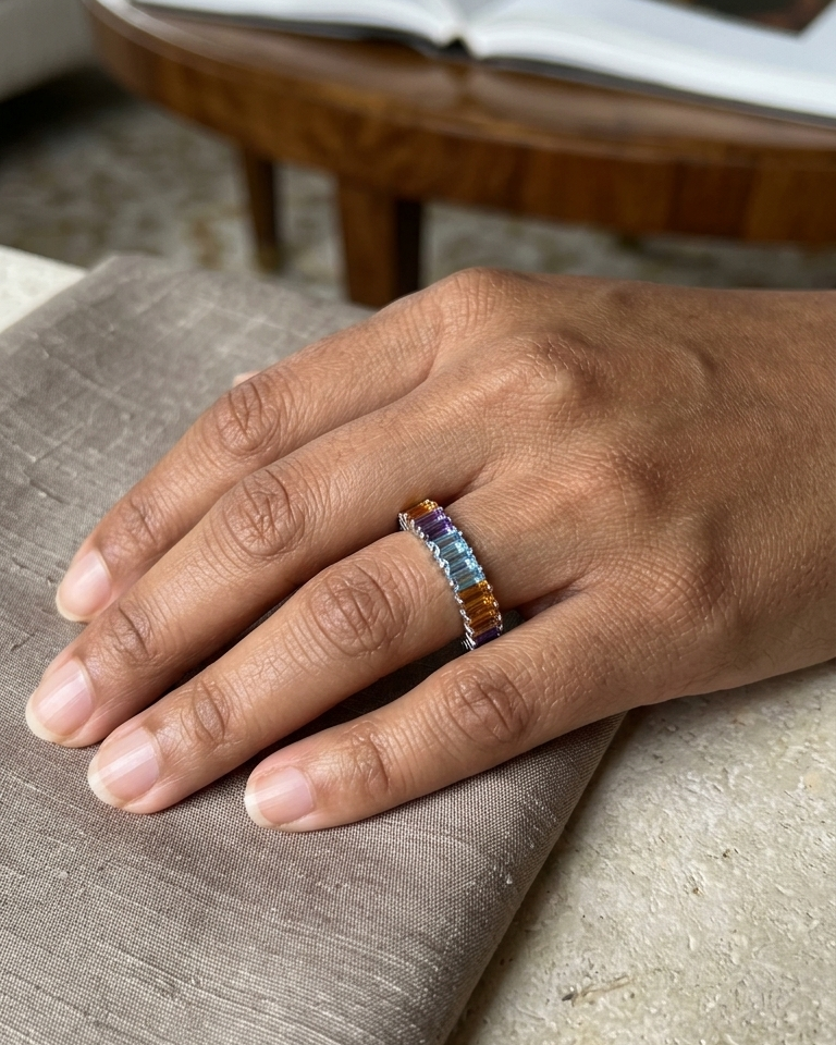 Colourful Baguette Eternity Band