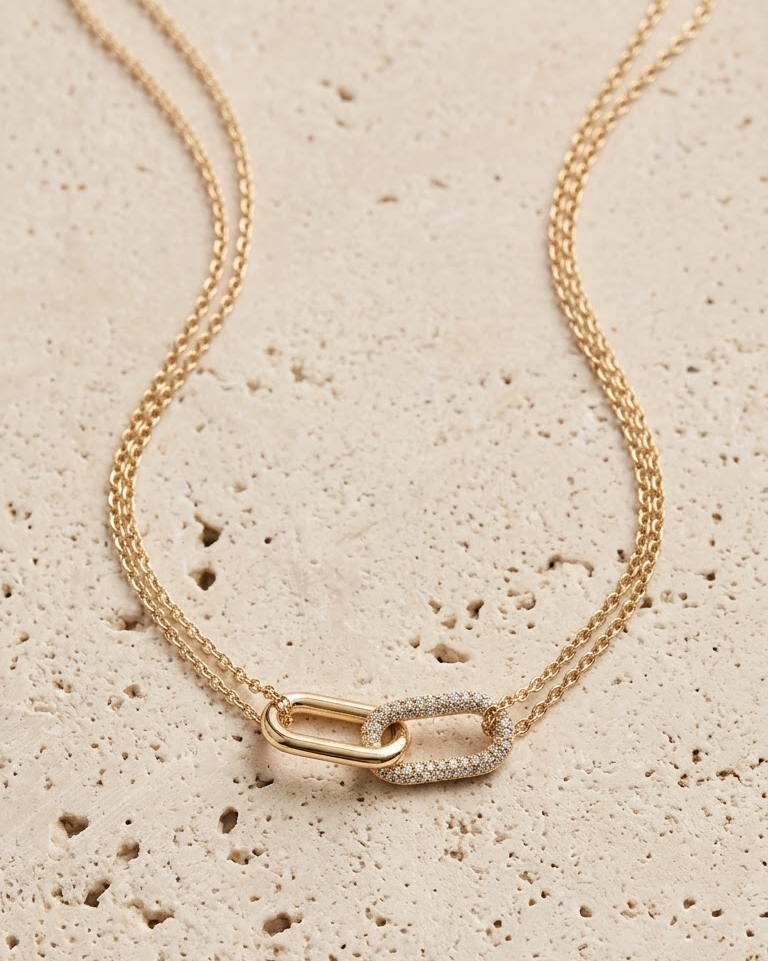 Golden Link Diamond Necklace — view 4