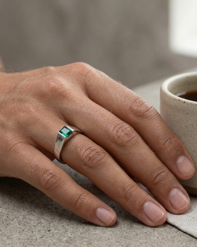 Emerald Solitare Ring