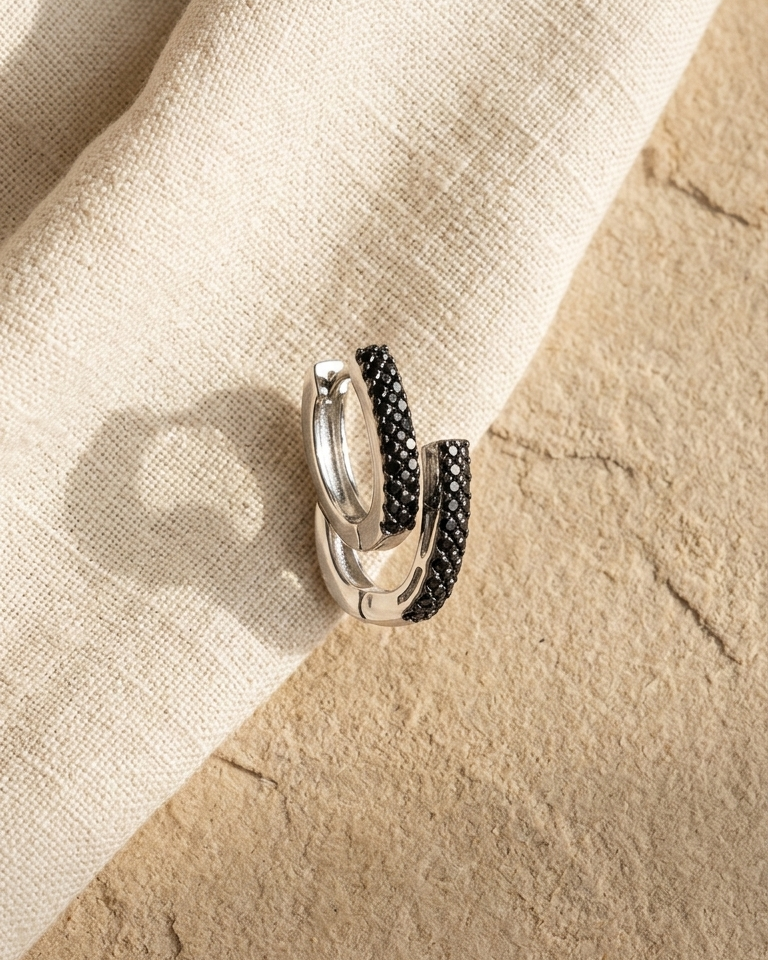 Imperial Black Dia Hoops