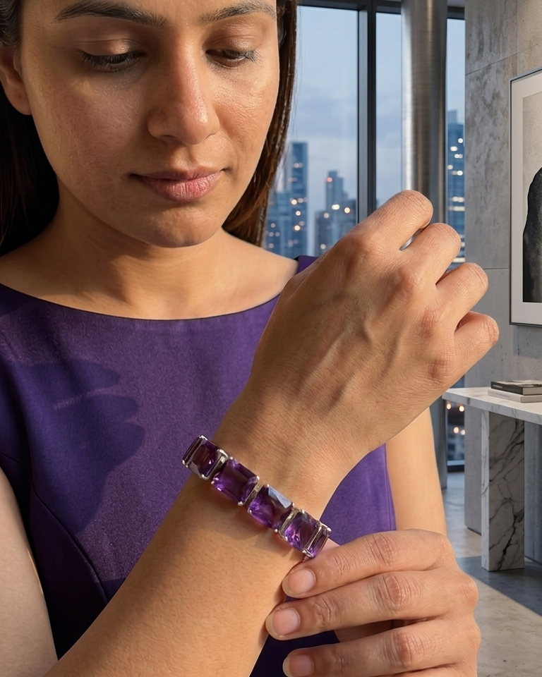 Amethyst Royale Line Bracelet — view 2