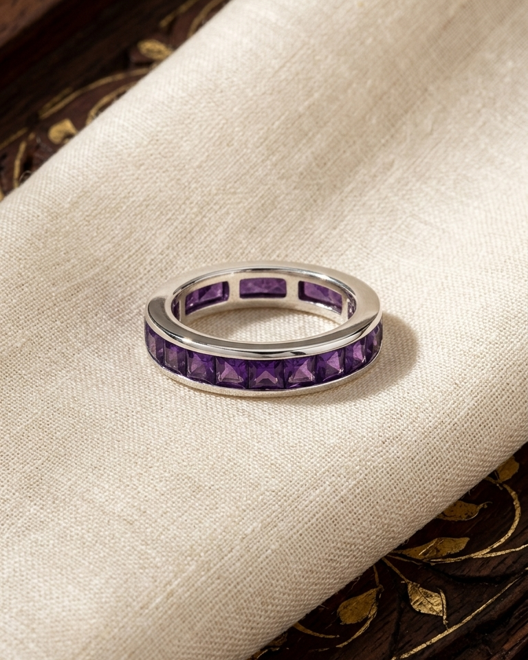 Slim Amethyst Channel Band — view 3