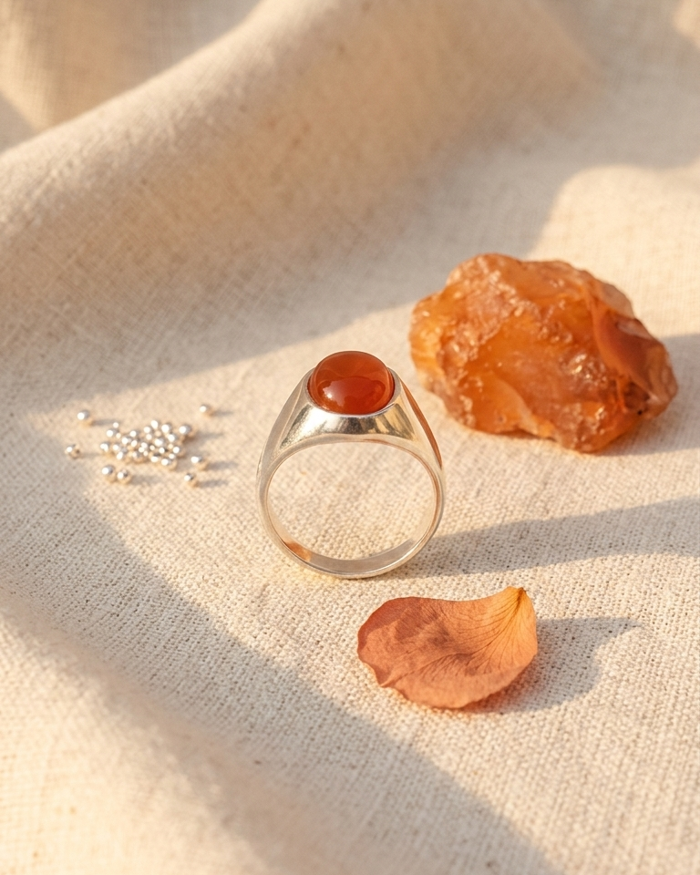 Sunset Flame Carnelian Ring