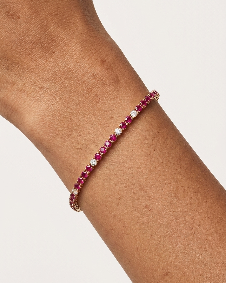 Ruby & Diamond Tennis Bracelet — view 4
